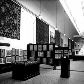 The Akbarnama on display in the Mughal Room of the South Kensington Museum, ca. 1936